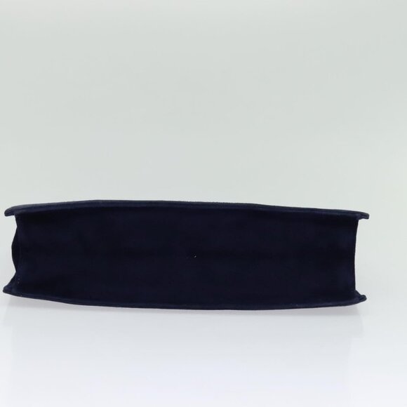 PRADA Chain Hand Bag Suede Navy Gold Auth yk17929 - Picture 6 of 16